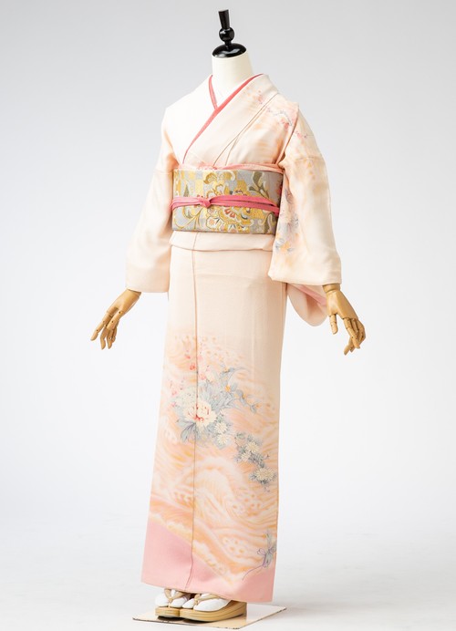 桜地手描流水花かご